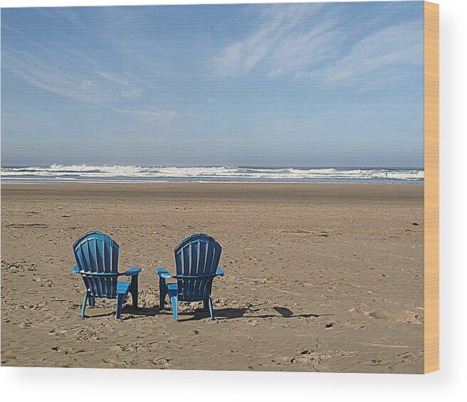 Beach Wood Print featuring the photograph Beach Chair Pair by Suzy Piatt