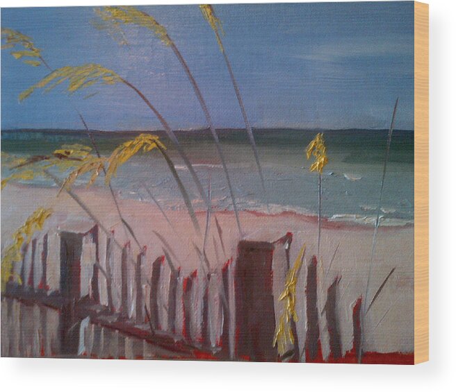 Beach Wood Print featuring the painting Beach by Sheila Romard
