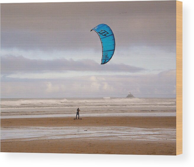 Kite Surfing Wood Print featuring the photograph Beach Surfer by Wendy McKennon
