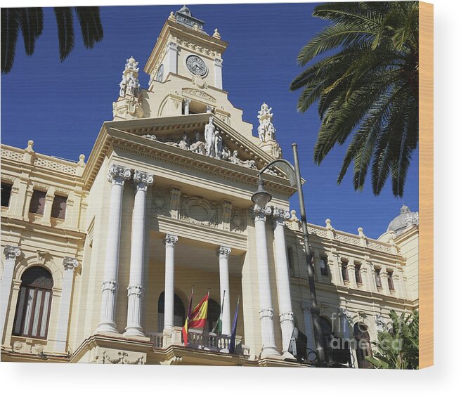Beautiful Malaga City Hall Wood Print featuring the photograph Beautiful Malaga City Hall by Brenda Kean