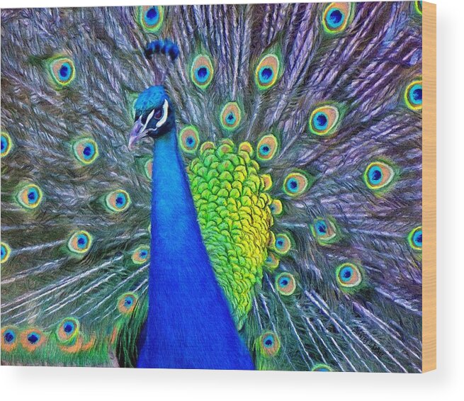 Peacock Wood Print featuring the painting Beauty Whatever the Name by Jeffrey Kolker