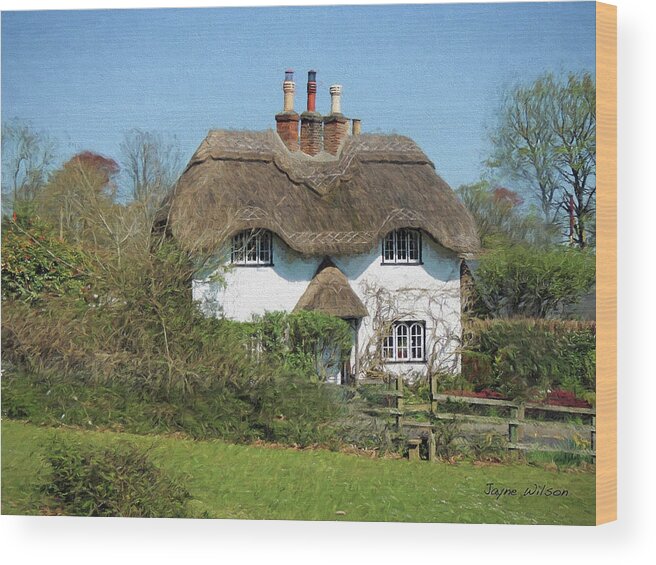 Thatched Cottage Wood Print featuring the digital art Beehive Cottage by Jayne Wilson