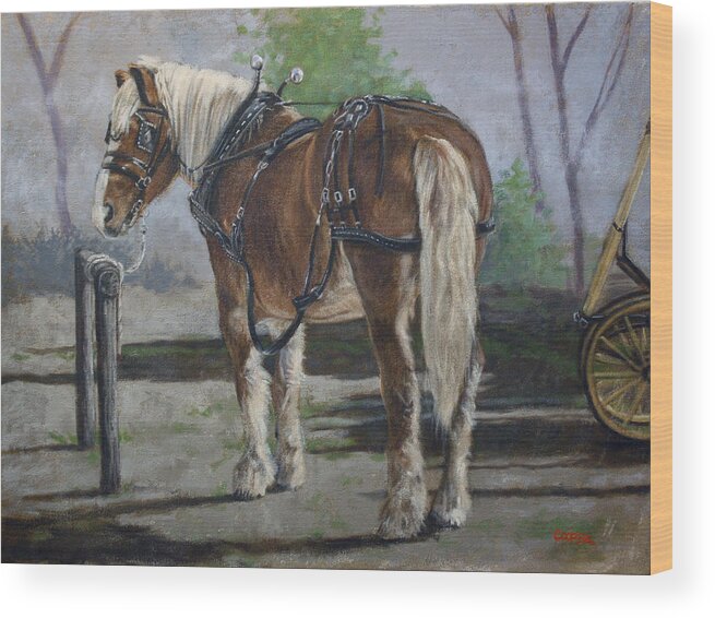 Horse Wood Print featuring the painting Belgian Charlie by Todd Cooper