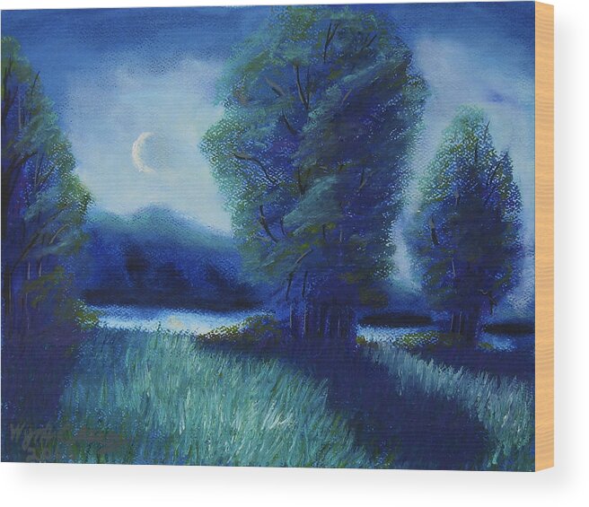 Skies Wood Print featuring the painting Big Otter Creek - Midnight by Wynn Creasy