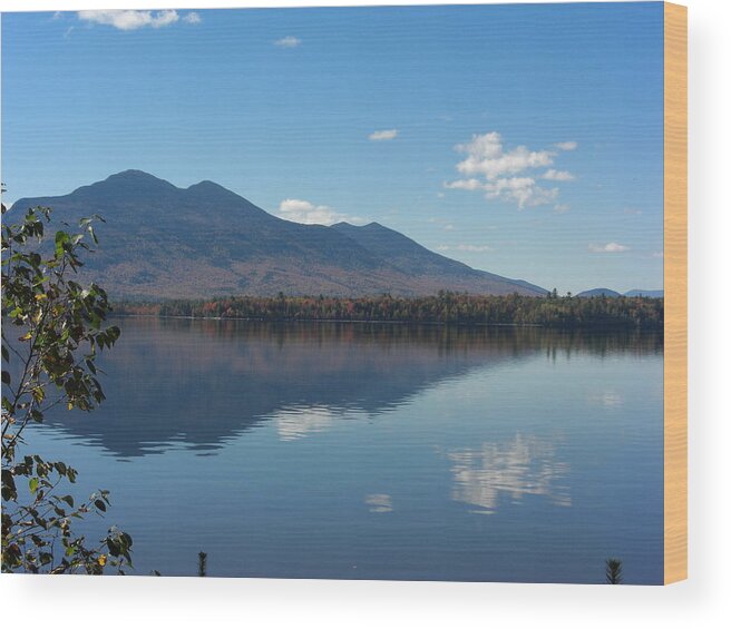 Bigelow Mountain Flagstaff Lake Maine Landscape Reflection Wood Print featuring the photograph Bigelow Mt View by Barbara Smith-Baker
