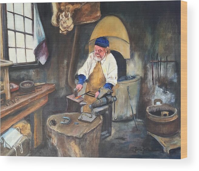 Tools Wood Print featuring the painting Blacksmith by Gloria Smith