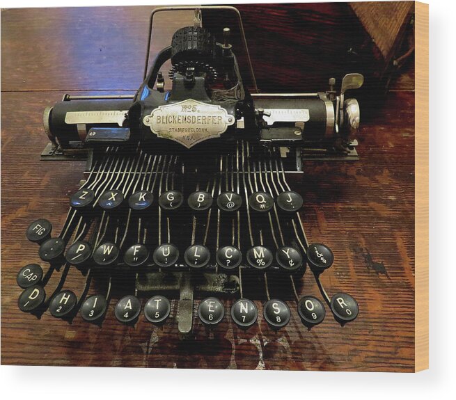Antique Typewriters Wood Print featuring the photograph Blickensderfer No. 5 Out of the Case by Linda Stern