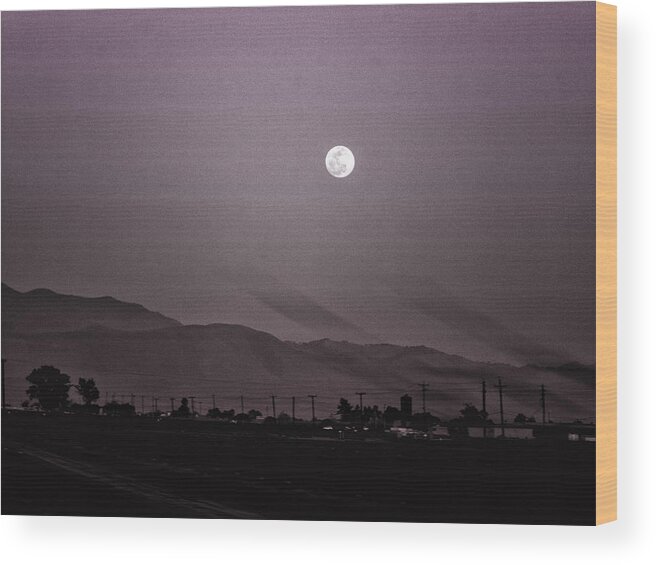 Moon Wood Print featuring the photograph Blood Moon on Hwy 101 by Jessica Levant