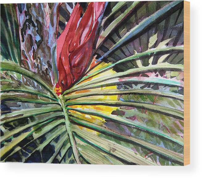 Palm Wood Print featuring the painting Blue Jungle by Mindy Newman