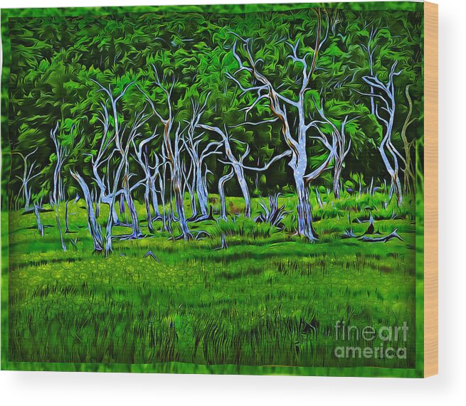 Tree Wood Print featuring the photograph Blue Trees II by Leslie Revels