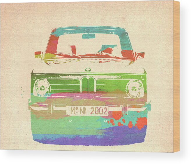 Bmw 2002 Wood Print featuring the painting BMW 2002 Front Watercolor 3 by Naxart Studio