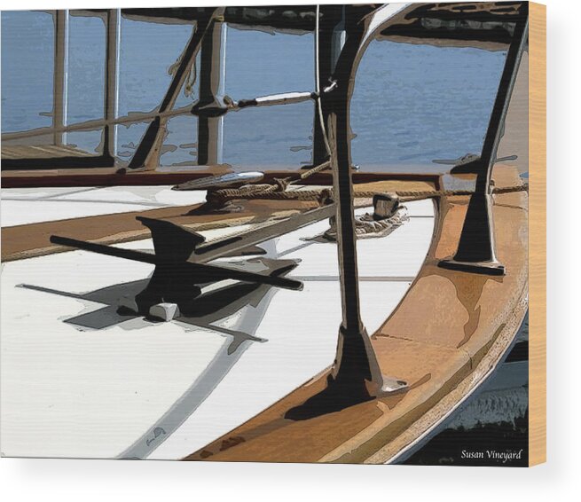Chris Craft Wood Print featuring the photograph Boat Anchor by Susan Vineyard