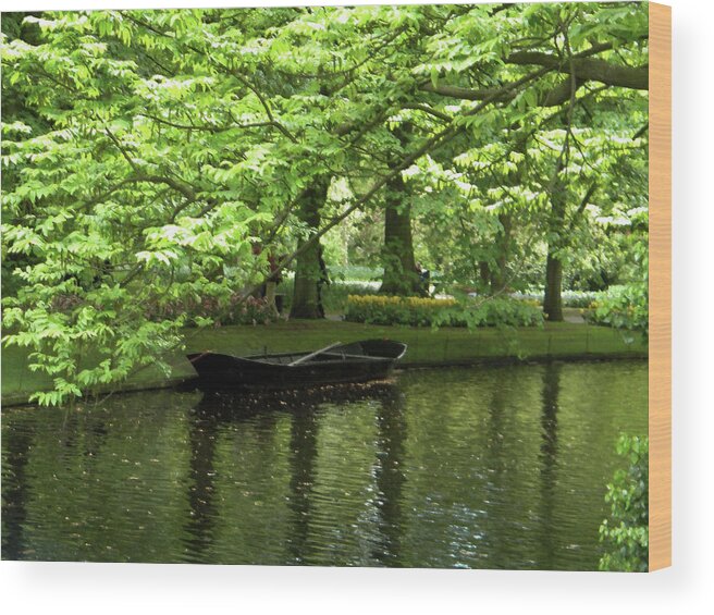 Boat Wood Print featuring the photograph Boat on a lake by Manuela Constantin