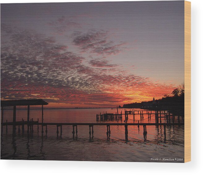 Boathouse Wood Print featuring the photograph Boathouse Sunset by Nicole I Hamilton