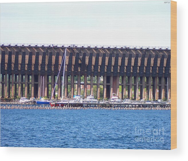 Boats Wood Print featuring the photograph Boats Docked on Lake Superior by Phil Perkins
