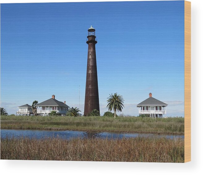 Texas Wood Print featuring the photograph Bolivar Point Lighthouse by Keith Stokes