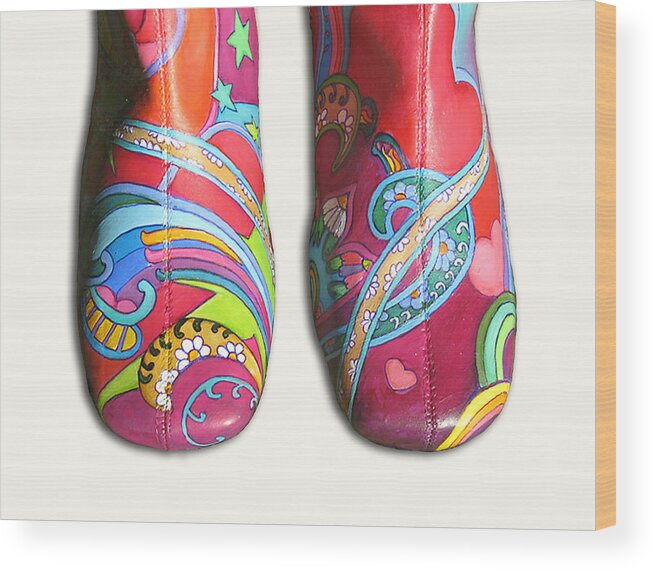 Boogie Shoes Wood Print featuring the painting Boogie Shoes by Mary Johnson