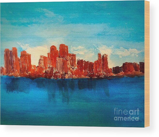 Boston Ma Wood Print featuring the painting Boston Abstract by Anne Sands