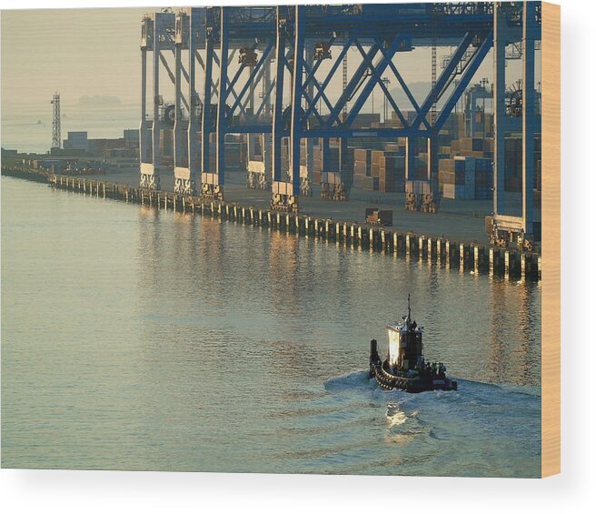 Seascape Wood Print featuring the photograph Boston Harbor Early Morning by Susan Lafleur