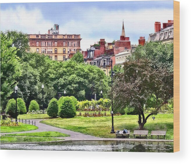 Boston Wood Print featuring the photograph Boston MA - Relaxing in Boston Public Garden by Susan Savad