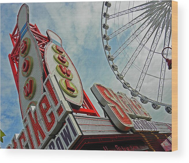 Amusement Park Wood Print featuring the photograph Bowl and Strike II by Elizabeth Hoskinson