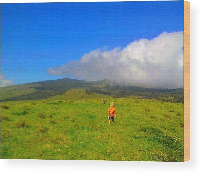 Hawaii Wood Print featuring the photograph Boy on the Hill by Charles Jennison