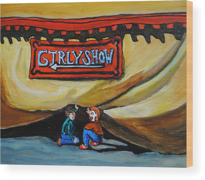 Circus Wood Print featuring the painting Boy Peepers by Patricia Arroyo