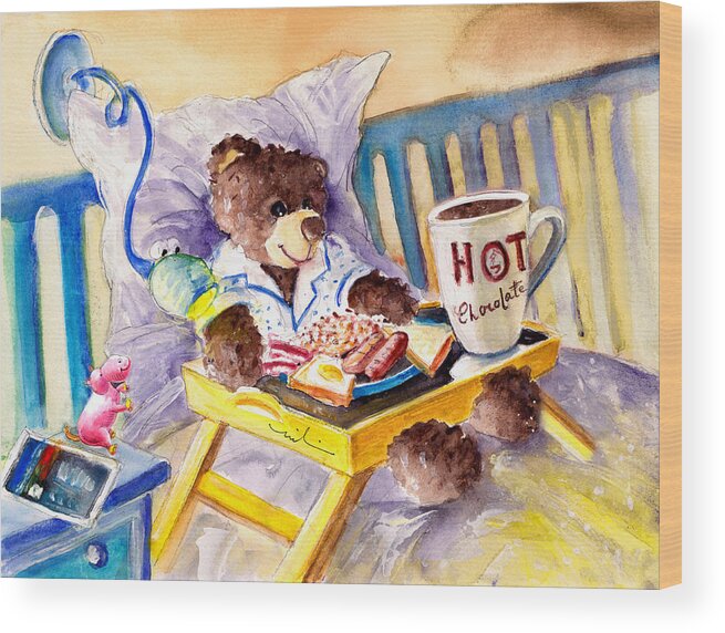 Animals Wood Print featuring the painting Breakfast In Bed by Miki De Goodaboom