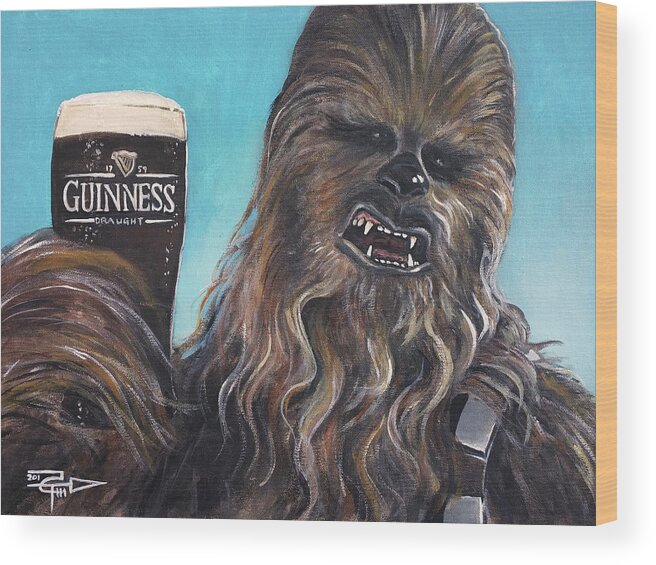 Guiness Wood Print featuring the painting Brewbacca by Tom Carlton