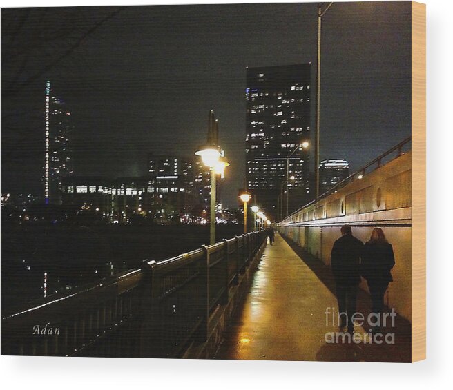 Austin Texas Wood Print featuring the photograph Bridge into the Night by Felipe Adan Lerma
