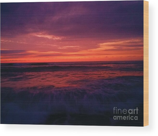 Brilliant Sky Wood Print featuring the photograph Brilliant morning surf by Julianne Felton