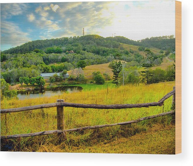 Landscape Wood Print featuring the photograph Broken Fence by Michael Blaine