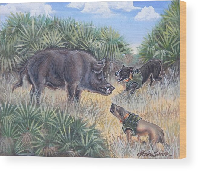 Florida Wildlife Wood Print featuring the painting Brownie And Clyde by Monica Turner