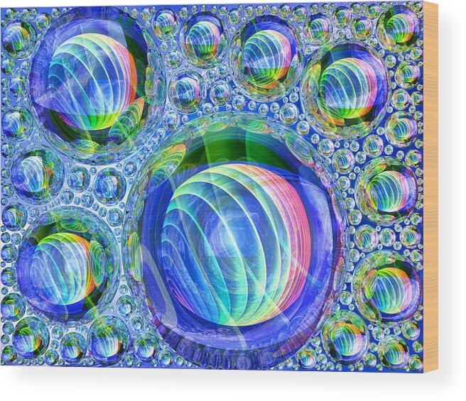 Bubble Wood Print featuring the digital art Bubbly by Andreas Thust