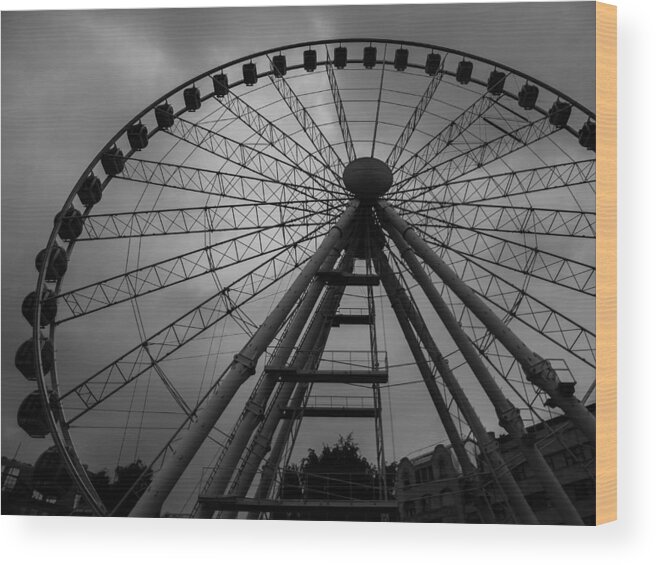 Budapest Wood Print featuring the photograph Budapest Eye - Ferris Wheel by Pamela Newcomb
