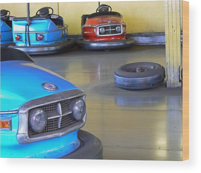 Bumper Cars Wood Print featuring the photograph Bumper Cars by Pamela Patch