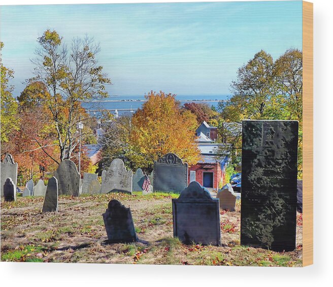 Old Cemetery Wood Print featuring the photograph Burial Hill during Autumn by Janice Drew