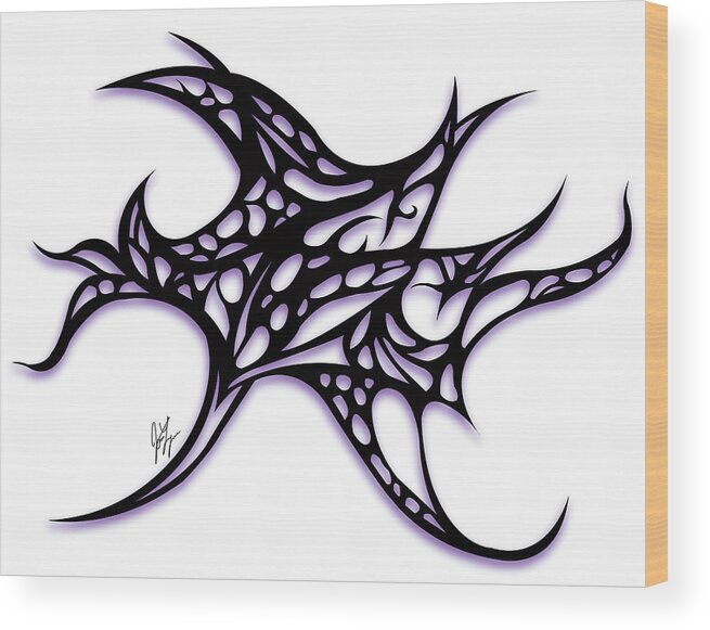 Jamie Lynn Gabrich Wood Print featuring the digital art Bushal a Thorns Purple by JamieLynn Warber