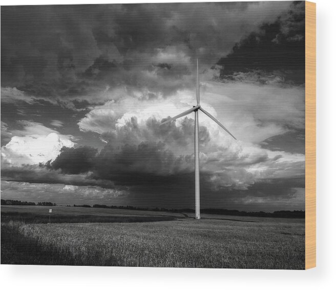 Ranch  Wood Print featuring the photograph BW Mill by David Matthews