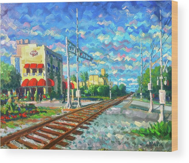 Buddha Sky Bar Wood Print featuring the painting By the Tracks at Delray by Ralph Papa