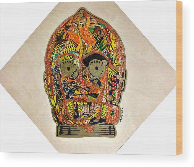 C-3po Wood Print featuring the tapestry - textile C3PO Star Wars Afrofuturist Collection by Apanaki Temitayo M