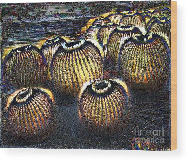 Cactus Wood Print featuring the photograph Cacto Lanterns by Dee Flouton