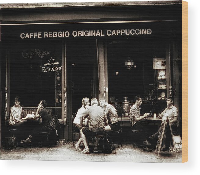 Cafe Wood Print featuring the photograph Caffe Reggio Scene by Jessica Jenney
