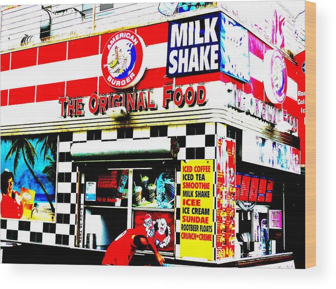 Urban Wood Print featuring the photograph Califorinia Burger Joint by Funkpix Photo Hunter