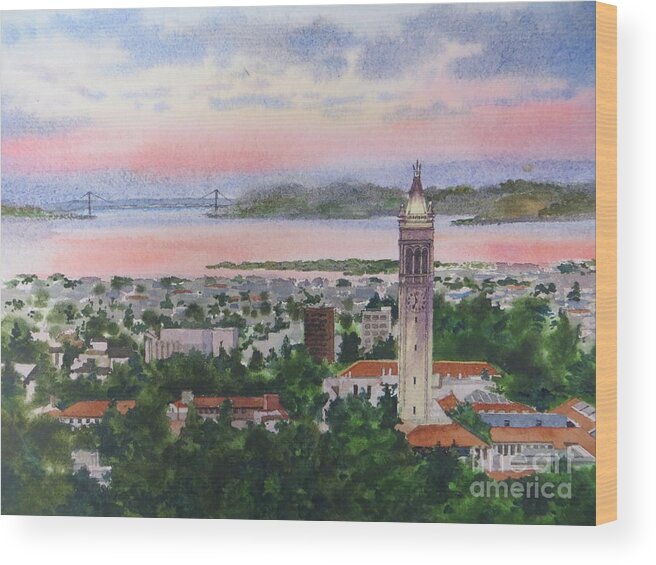 Tower Wood Print featuring the painting Campanille Tower by Karol Wyckoff