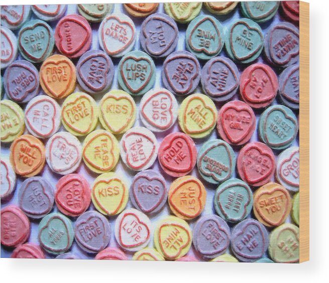 Love Hearts Wood Print featuring the painting Candy Love by Michael Tompsett