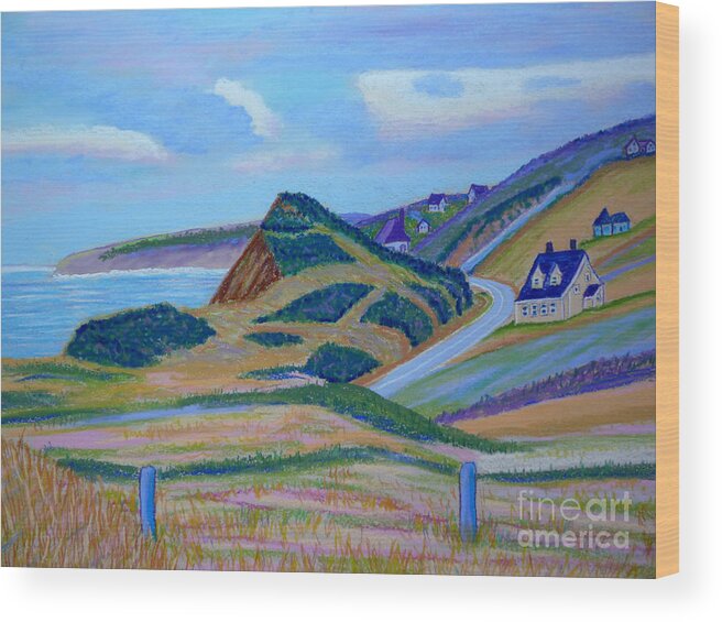 Pastels Wood Print featuring the pastel Cape Brenton Highlands by Rae Smith PSC