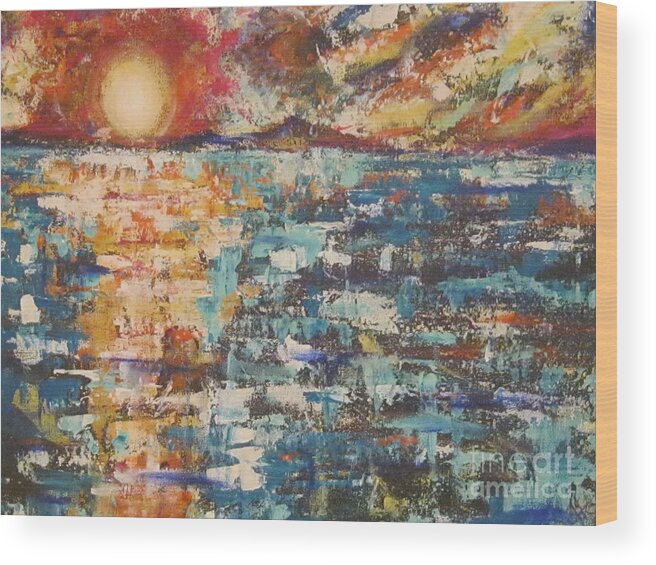 Cape Cod Wood Print featuring the painting Cape Cod Sunset by Jacqui Hawk