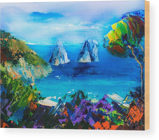 Capri Wood Print featuring the painting Capri Colors by Elise Palmigiani
