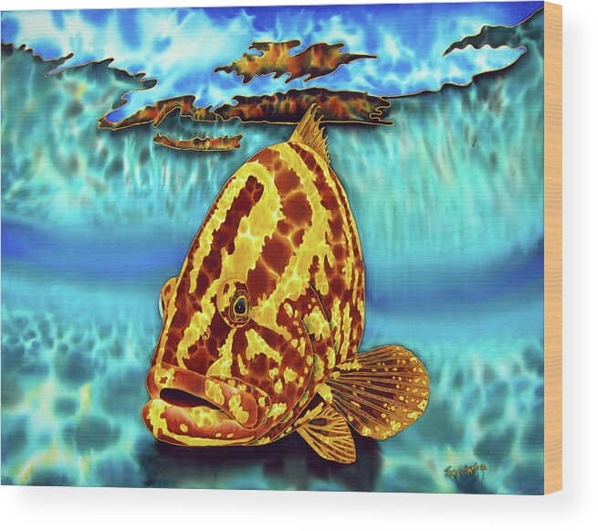 Nassau Grouper Wood Print featuring the painting Caribbean Nassau Grouper by Daniel Jean-Baptiste